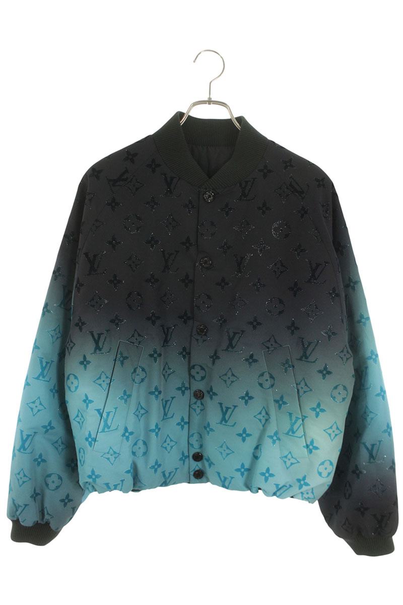 LOUISVUITTON 24AW Monogram Nylon Bomber Jacket Blue Size S