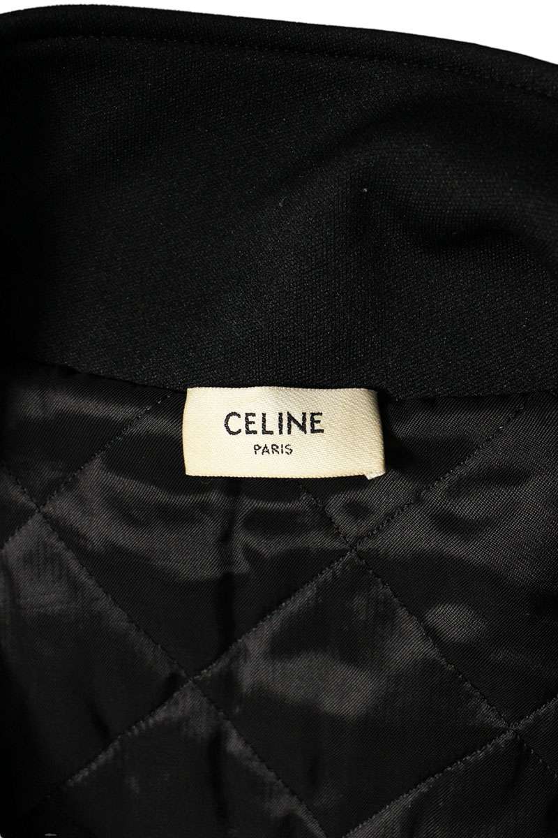 CELINE Zip-Up Leopard Blouson Black Size L