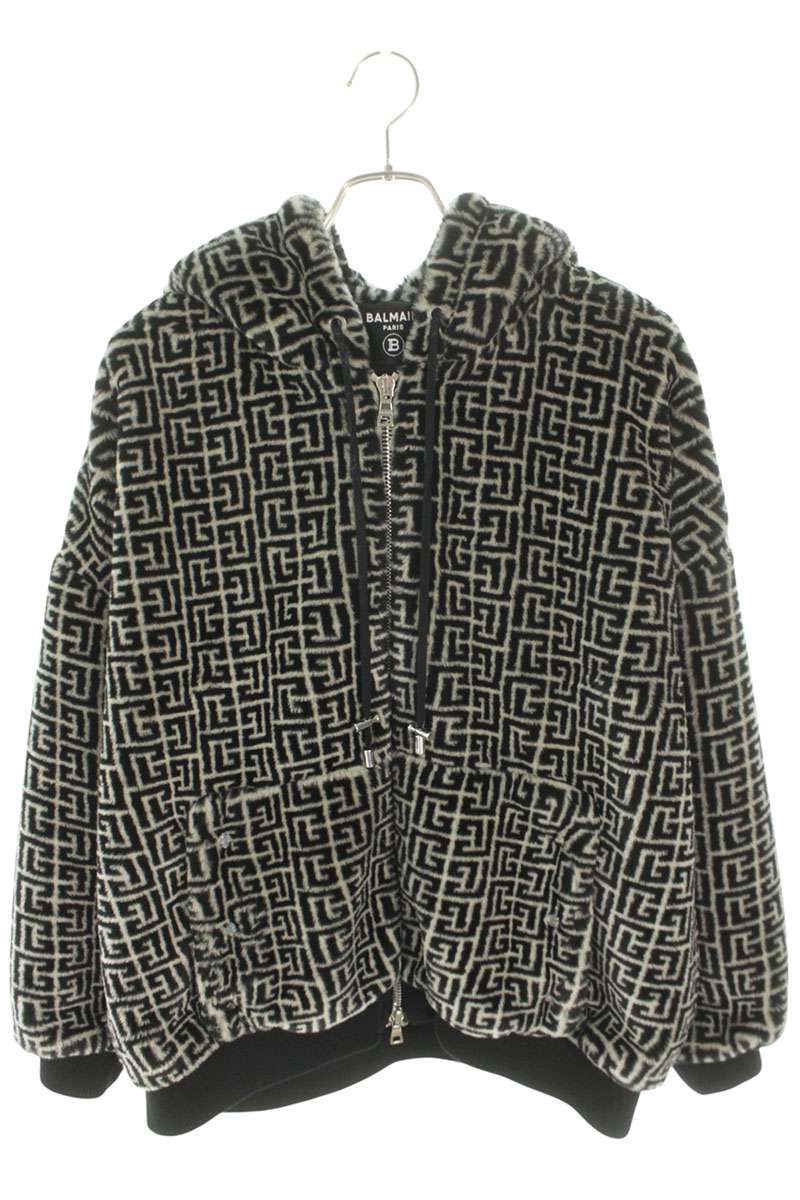 BALMAIN All Over Logo Fur Blouson Black Size L