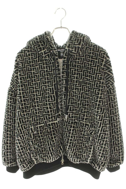 BALMAIN All Over Logo Fur Blouson Black Size L