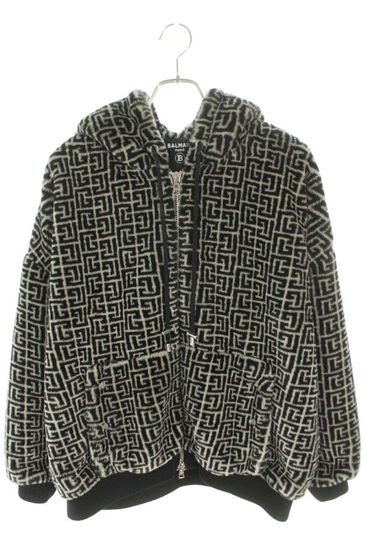 BALMAIN All Over Logo Fur Blouson Black Size L