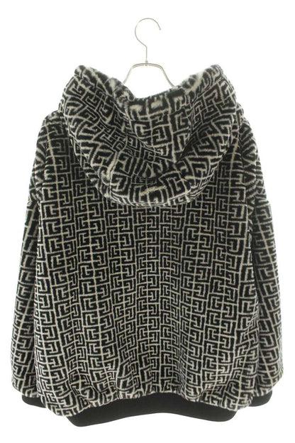 BALMAIN All Over Logo Fur Blouson Black Size L