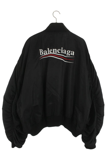 BALENCIAGA Campaign Logo Bomber Jacket Black Size L
