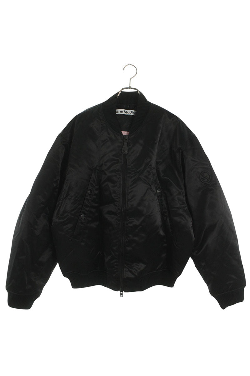 ACNE STUDIOS Logo Embroidered Bomber Jacket Black Size S