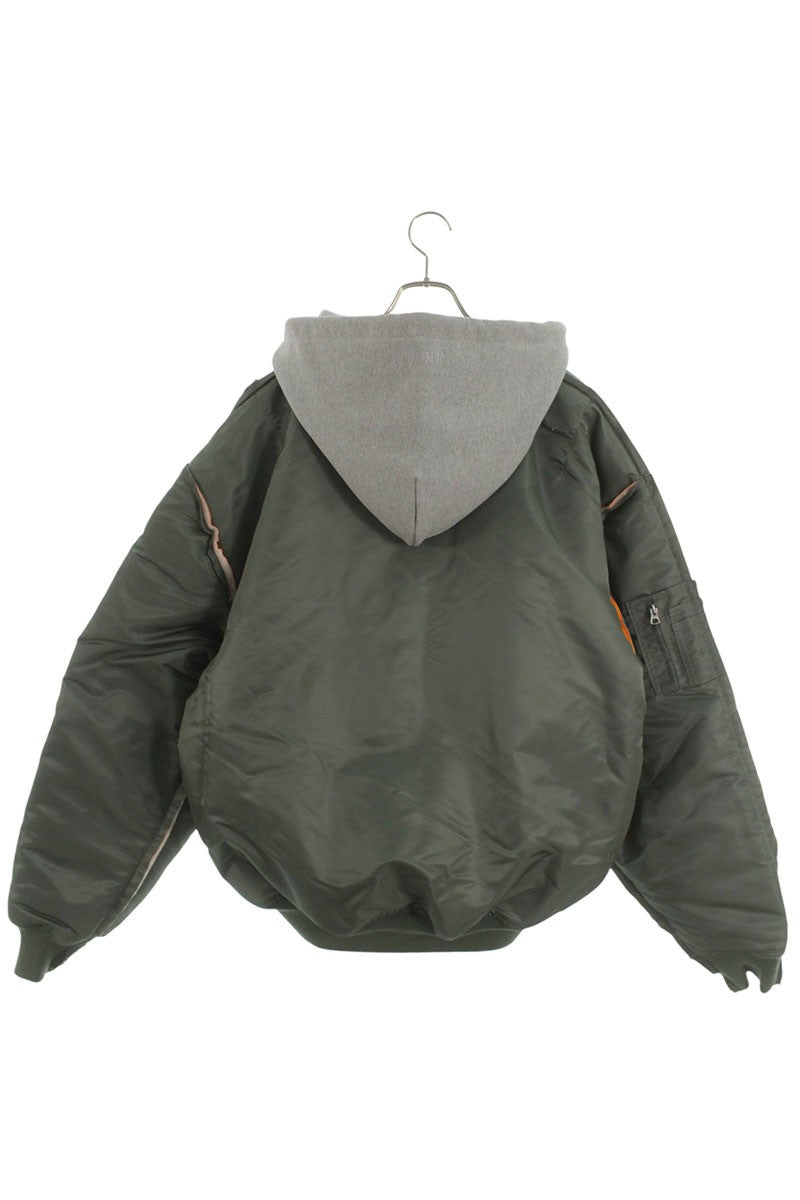 VETEMENTS 26SS Hooded Bomber Jacket Green x Gray Size S