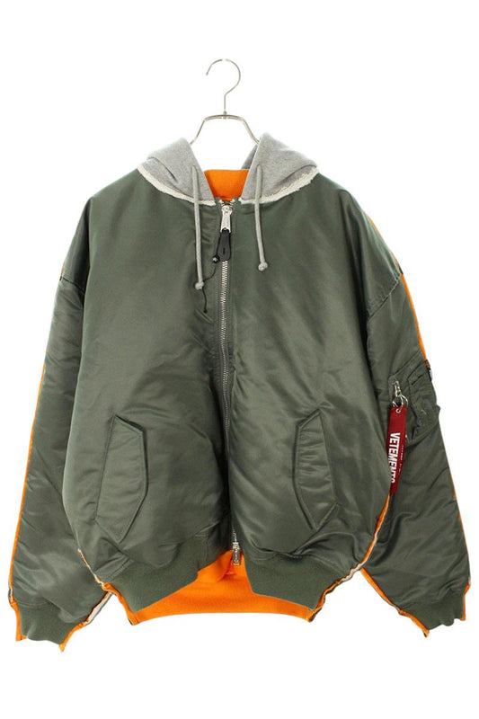VETEMENTS 26SS Hooded Bomber Jacket Green x Gray Size XS