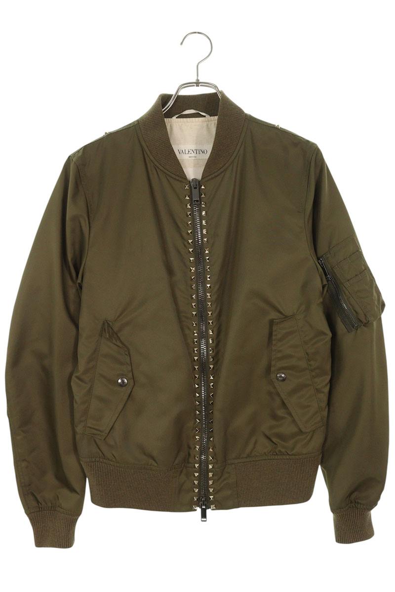 Valentino Stud P MA-1 Blouson Green x Silver Size S