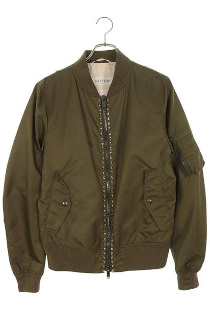 Valentino Stud P MA-1 Blouson Green x Silver Size S