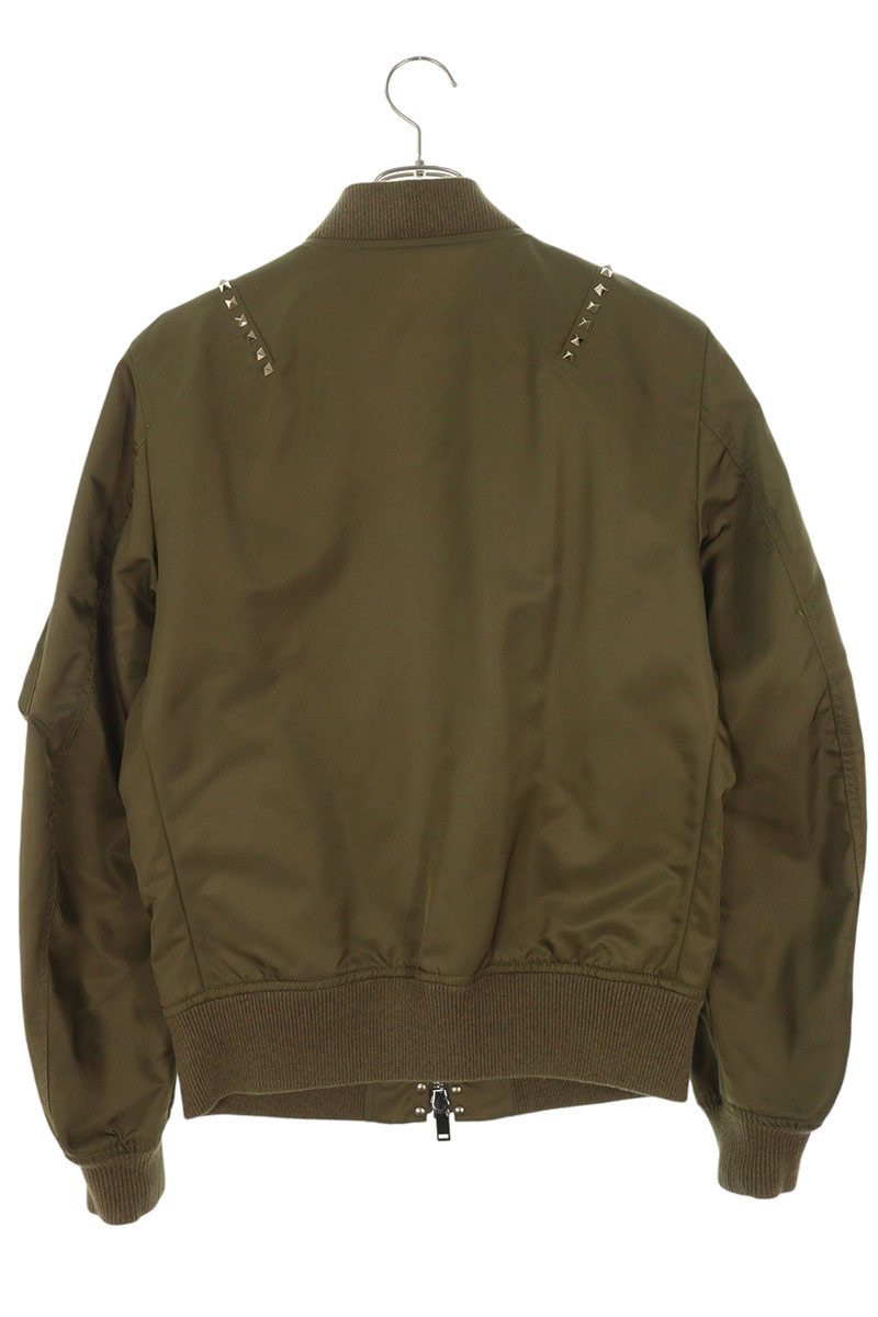 Valentino Stud P MA-1 Blouson Green x Silver Size S