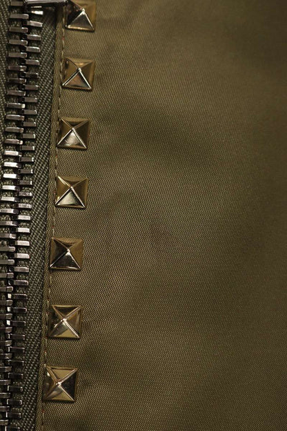 Valentino Stud P MA-1 Blouson Green x Silver Size S