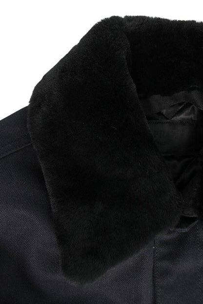 PRADA Logo Plate Padded Bull Denim Blouson Black Size M