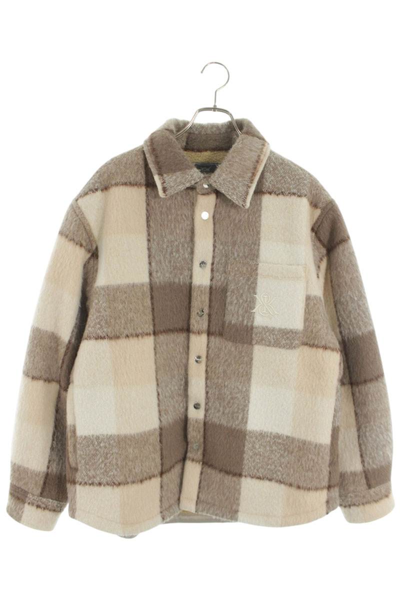 KITH 25AW Logo Embroidered Check Boa Blouson Beige Size L
