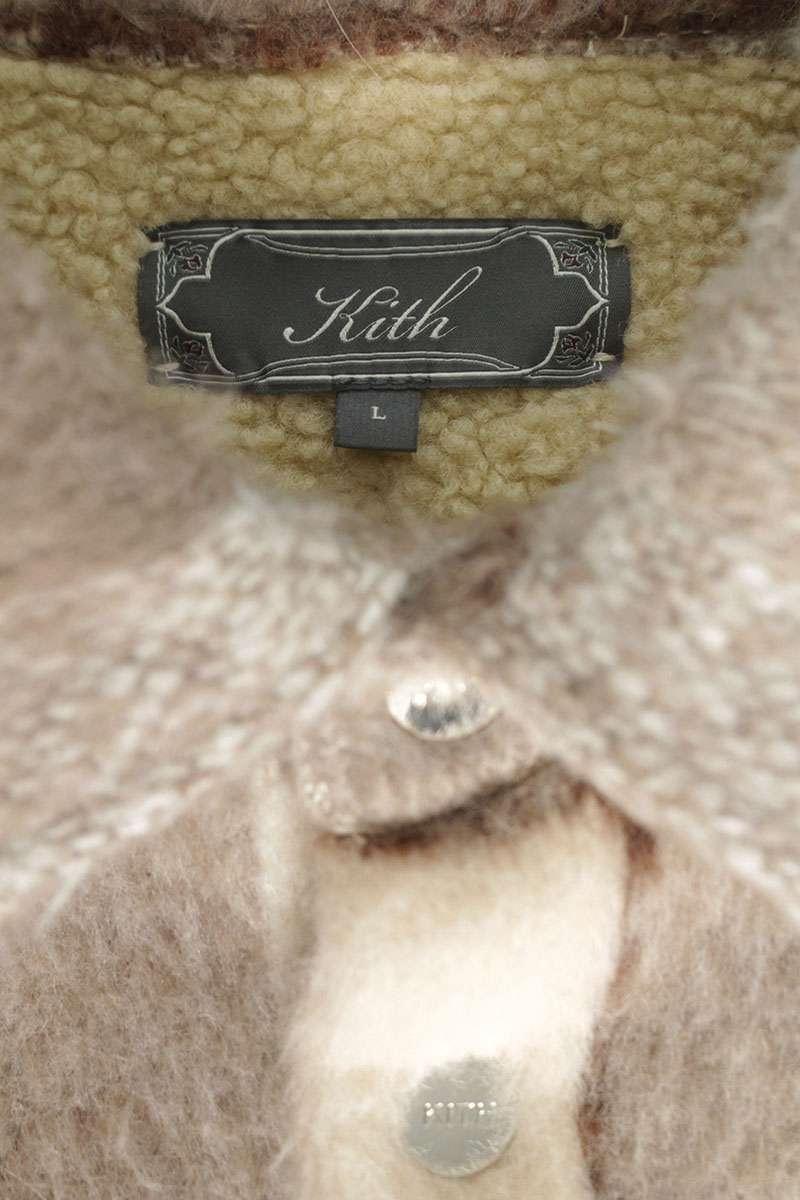 KITH 25AW Logo Embroidered Check Boa Blouson Beige Size L