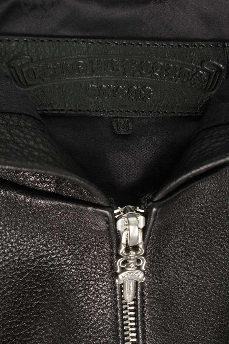 Chrome Hearts Dagger Zip Logo Patch Leather Blouson Size M
