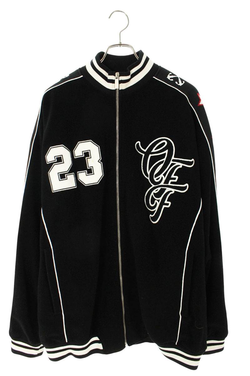 OFF-WHITE Black Varsity Track Jacket Poly Blend Size L