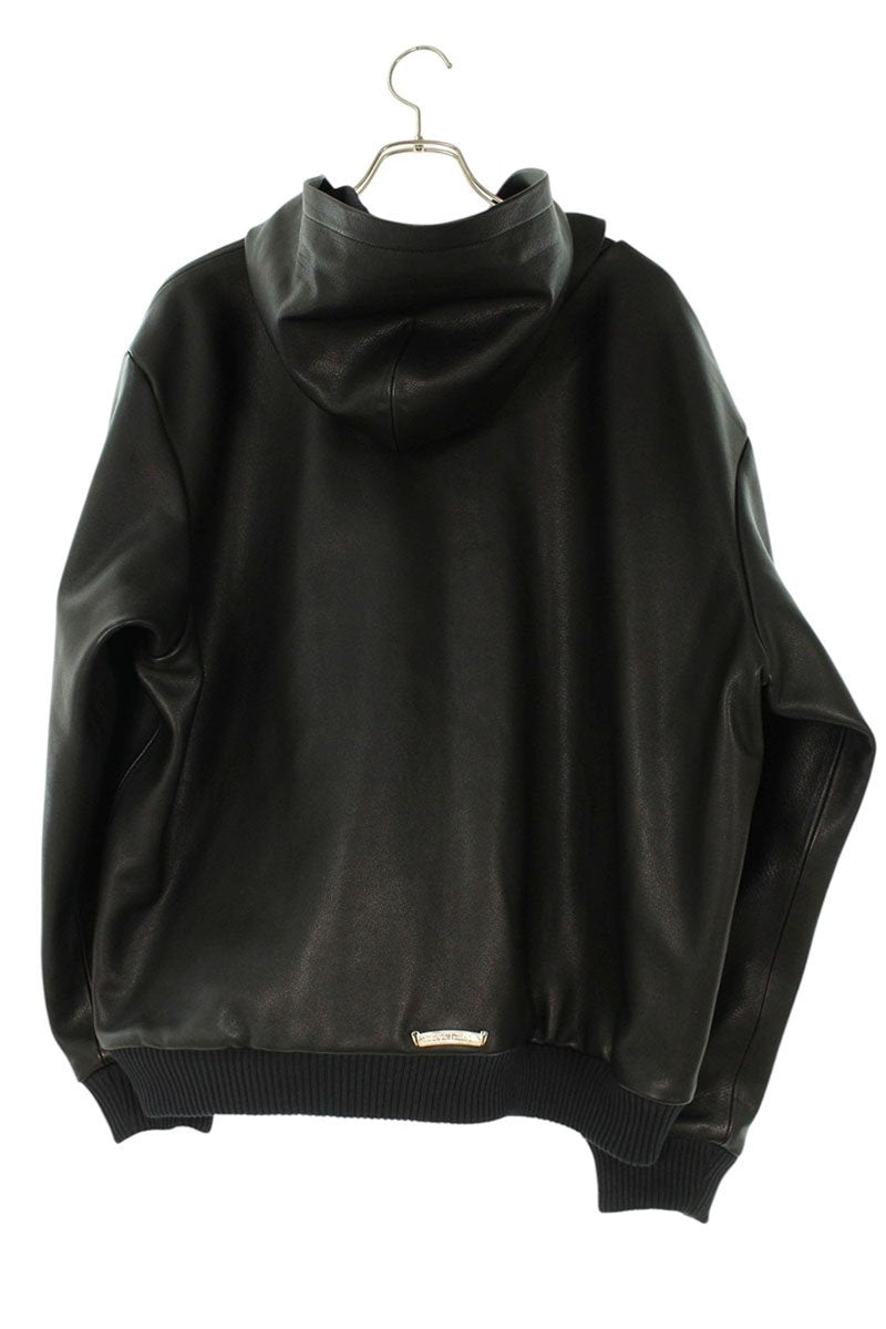 Chrome Hearts Dagger Zip Leather Hoodie Black Multi Size L