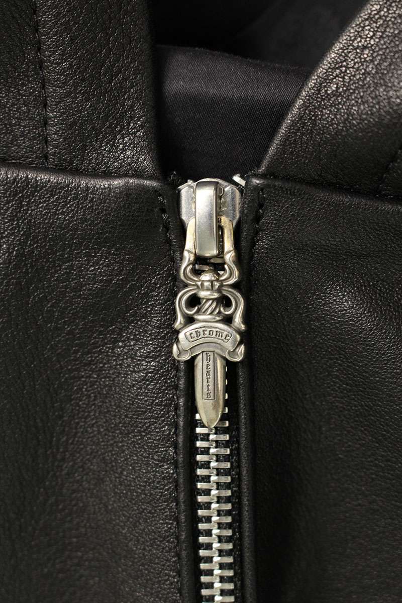 Chrome Hearts Dagger Zip Leather Hoodie Black Multi Size L