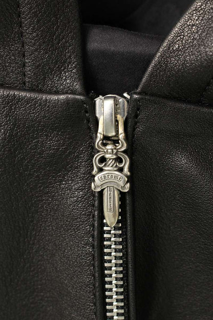 Chrome Hearts Dagger Zip Leather Hoodie Black Multi Size L