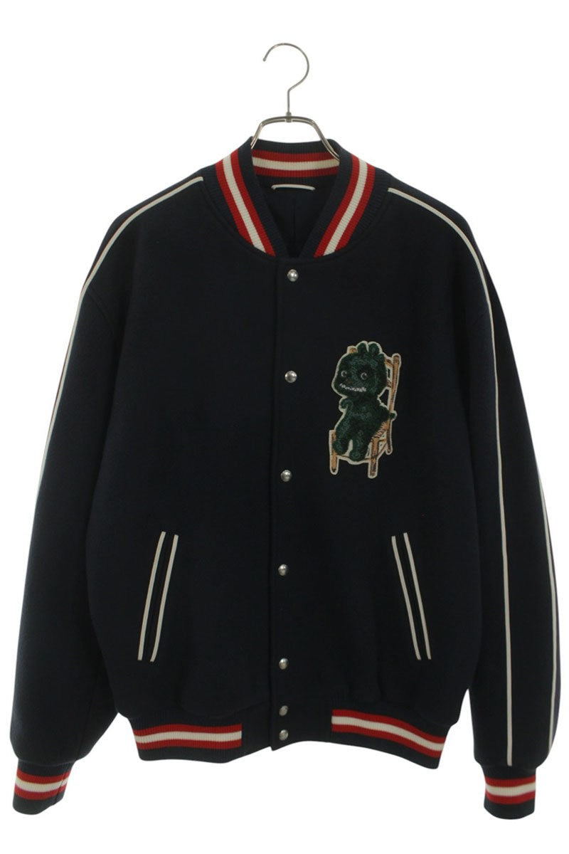 DIOR OTANI WORKSHOP Back Logo Varsity Jacket Blue Size M