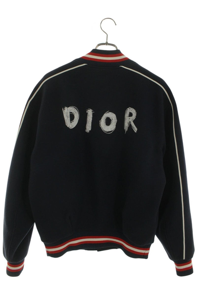 DIOR OTANI WORKSHOP Back Logo Varsity Jacket Blue Size M