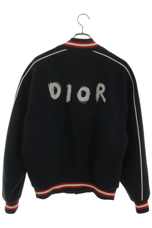 DIOR OTANI WORKSHOP Back Logo Varsity Jacket Blue Size M