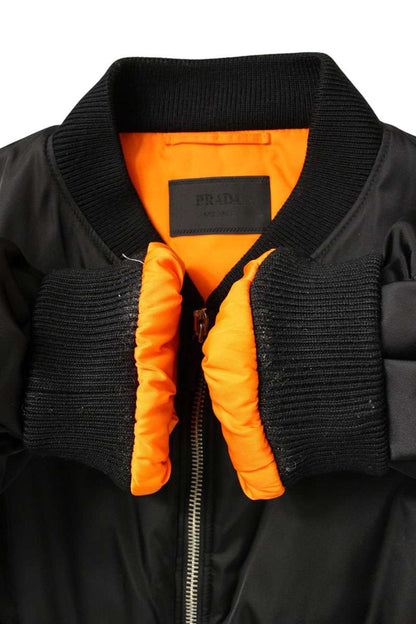 PRADA Re-Nylon Triangle Plate Bomber Jacket Black Size XL