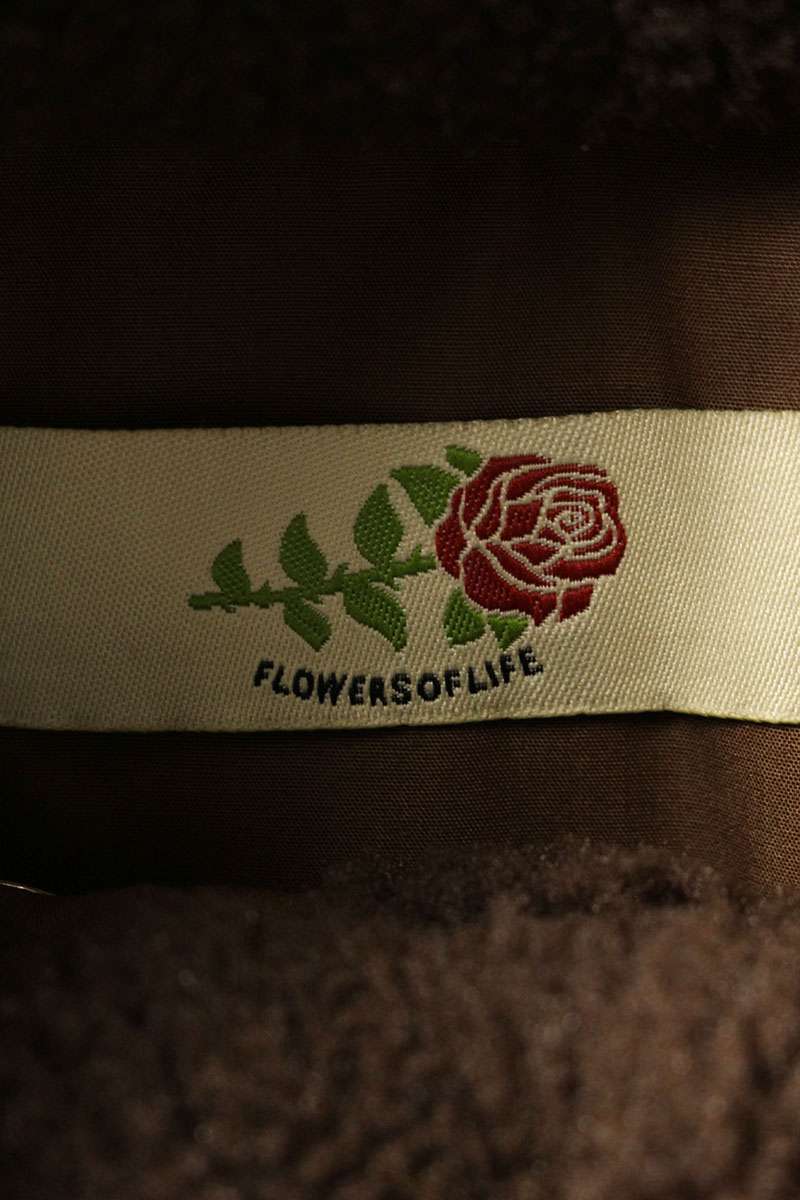 FLOWERS OF LIFE Boa Trucker Jacket Brown Size M