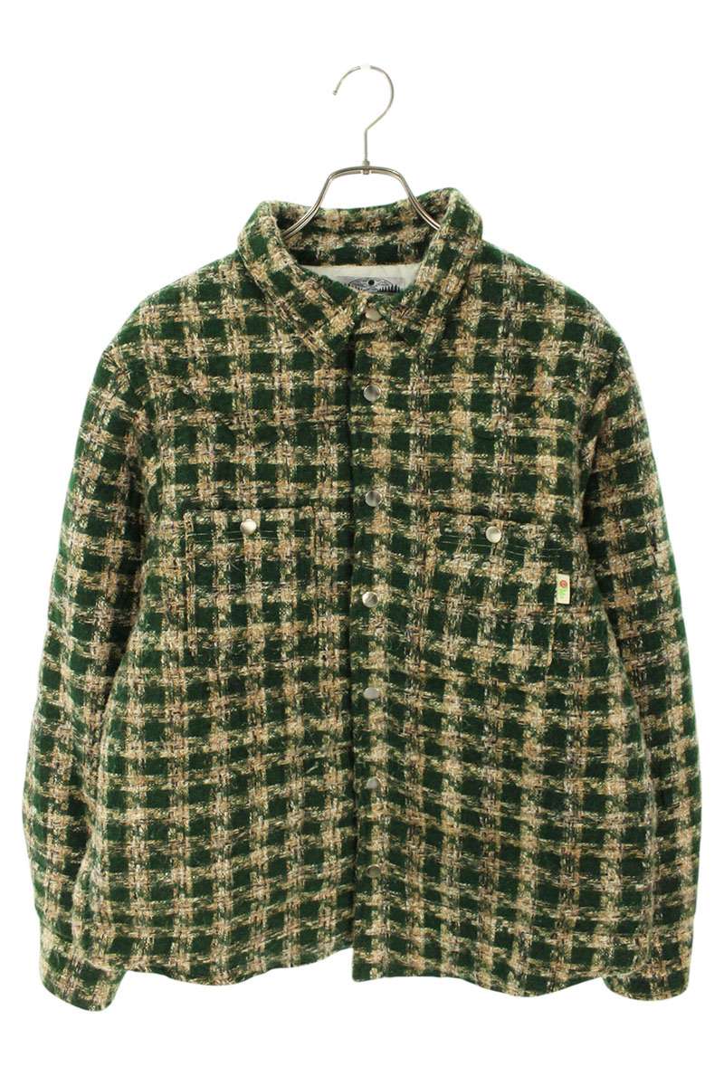 Bloomyard Wool Check Puffy Shirt Jacket Green Size M