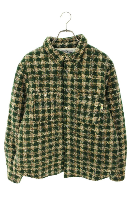 Bloomyard Wool Check Puffy Shirt Jacket Green Size M