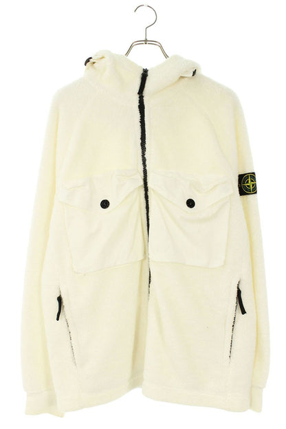 STONEISLAND Zip Hooded Boa Jacket White Size L