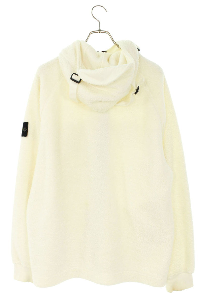 STONEISLAND Zip Hooded Boa Jacket White Size L