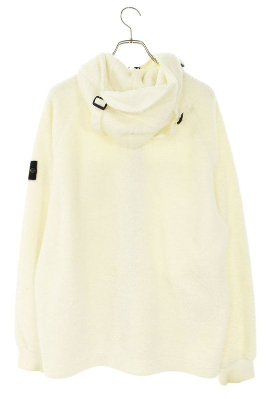 STONEISLAND Zip Hooded Boa Jacket White Size L