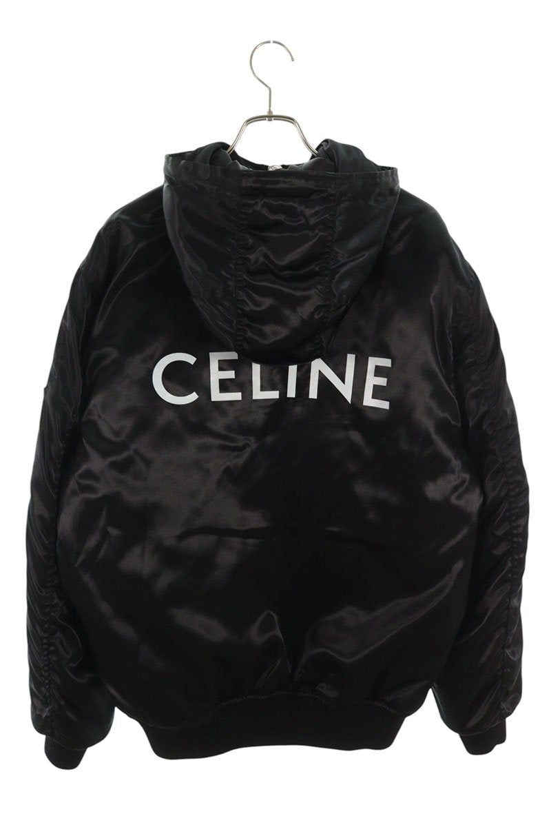 CELINE Back Logo Hooded Nylon Jacket Black Size M
