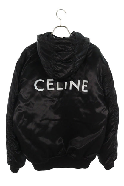 CELINE Back Logo Hooded Nylon Jacket Black Size M