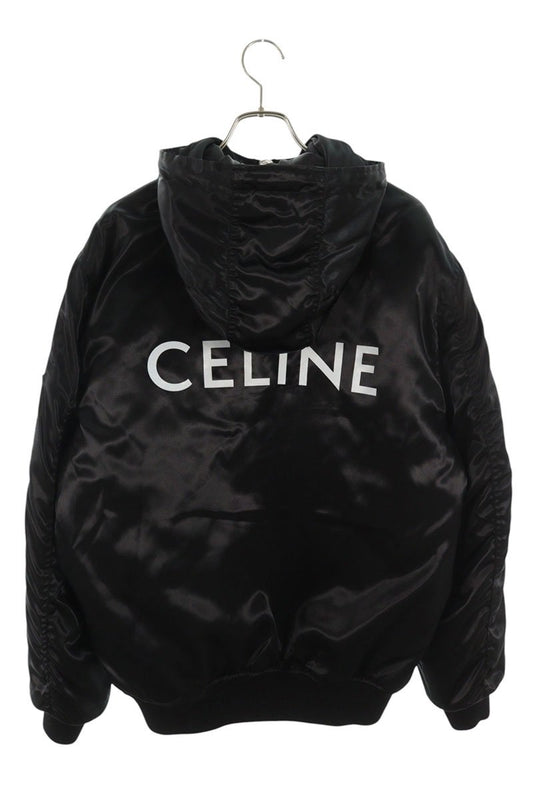 CELINE Back Logo Hooded Nylon Jacket Black Size M