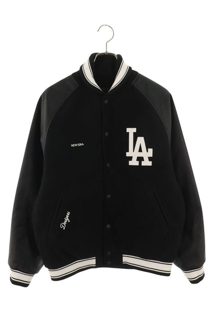 New Era Leather Arm Varsity Jacket Black Size L