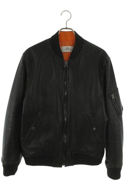 COACH Lamb Leather Bomber Jacket Black Size M