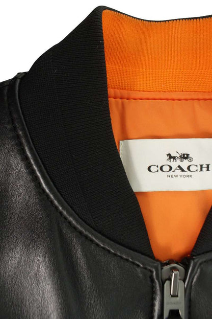 COACH Lamb Leather Bomber Jacket Black Size M