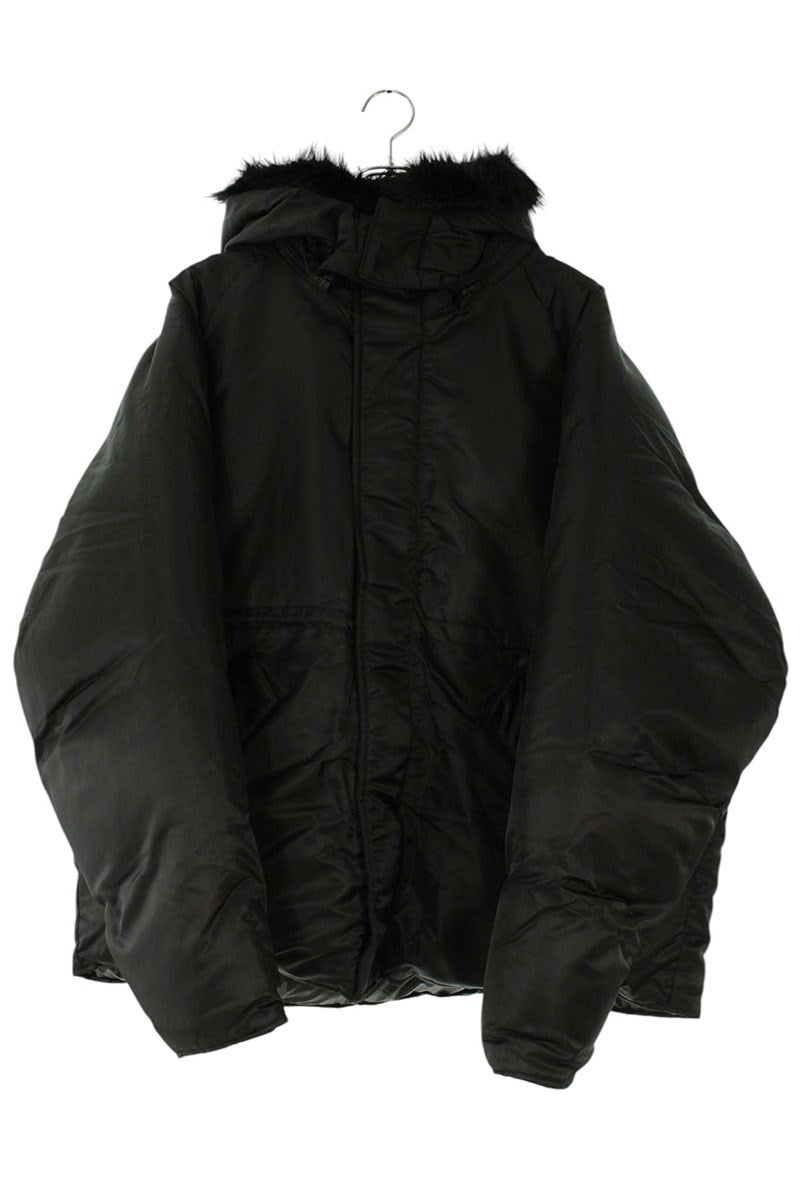 YEEZY Faux Fur Puffer Hooded Blouson Black Size M
