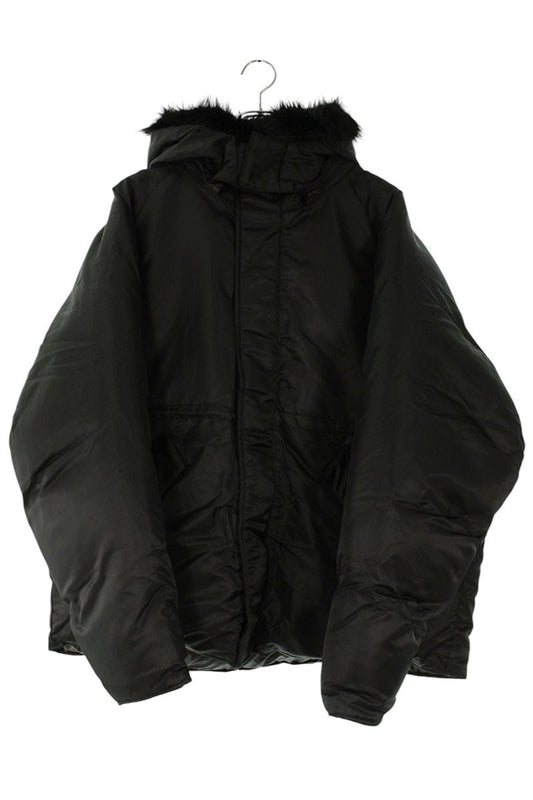 YEEZY Faux Fur Puffer Hooded Blouson Black Size M