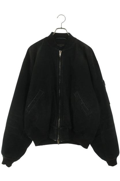 BALENCIAGA Denim Bomber Jacket Black Size XS