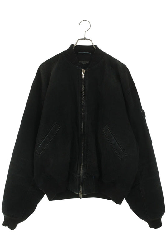 BALENCIAGA Denim Bomber Jacket Black Size XS