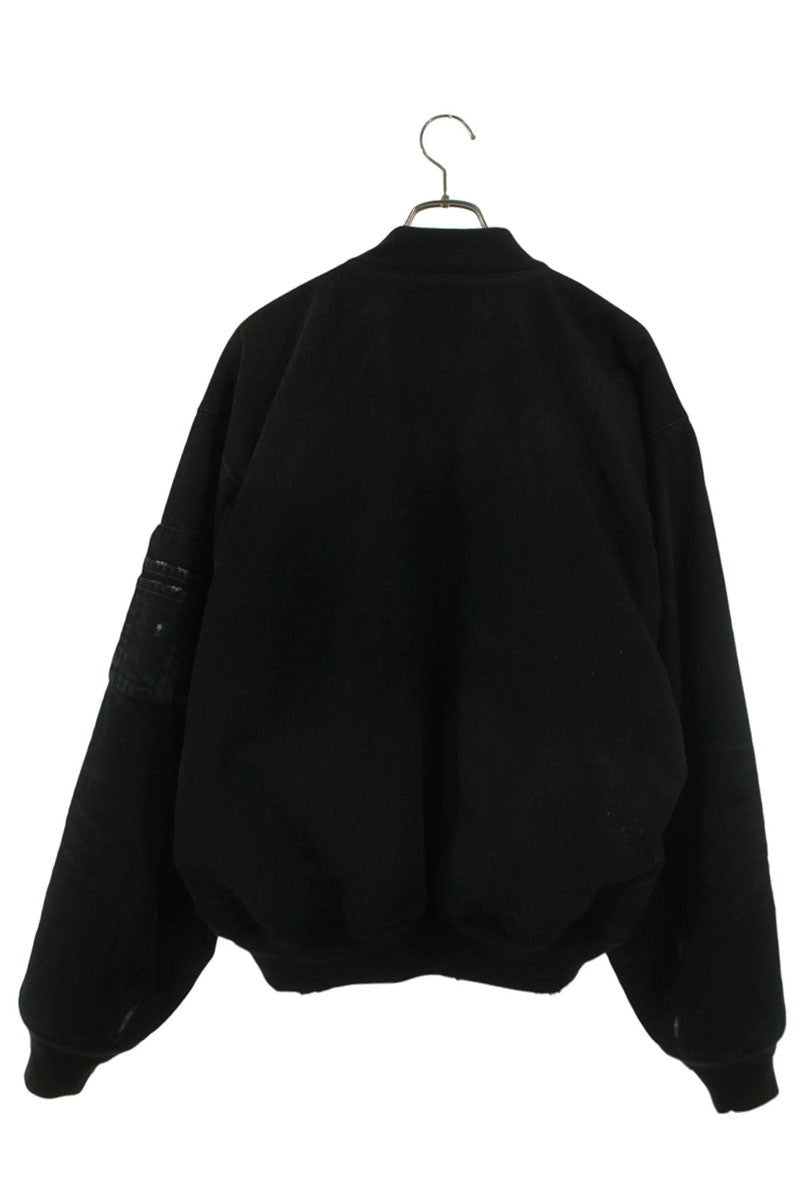 BALENCIAGA Denim Bomber Jacket Black Size XS