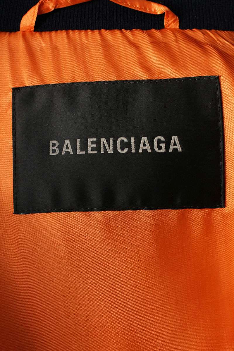 BALENCIAGA Padded Bomber Jacket Navy Size XL