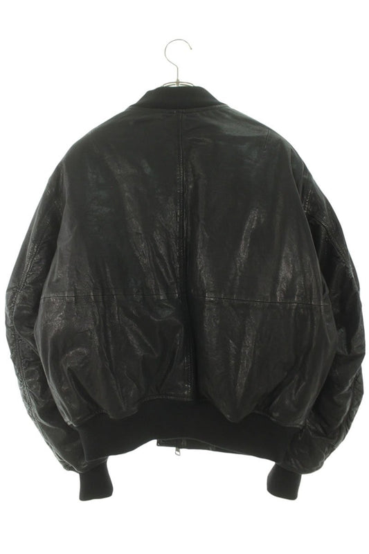 GUESS Crop Leather Bomber Jacket Black Size M