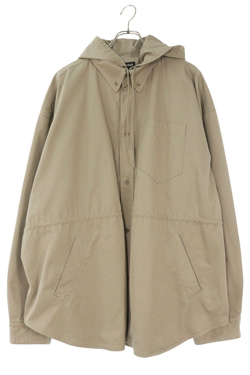 BALENCIAGA Logo Embroidered Hoodie Blouson Green Size S