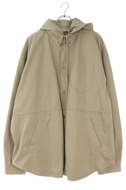 BALENCIAGA Logo Embroidered Hoodie Blouson Green Size S