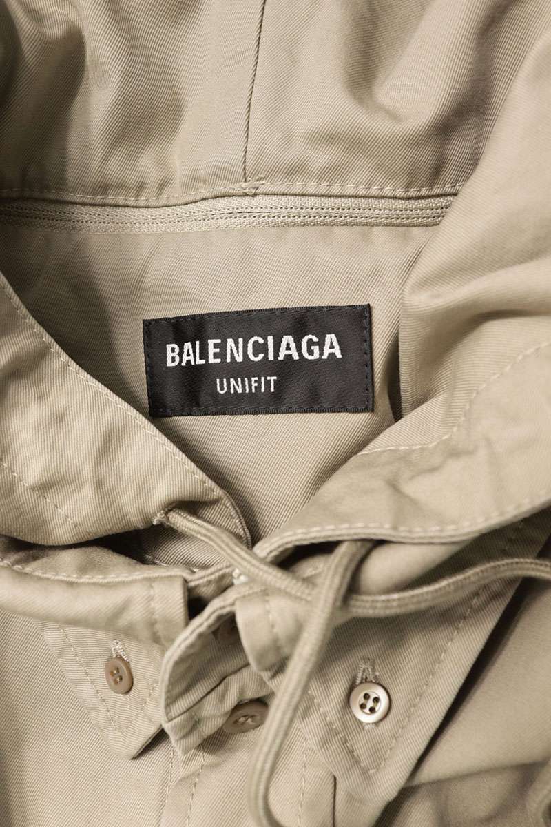 BALENCIAGA Logo Embroidered Hoodie Blouson Green Size S