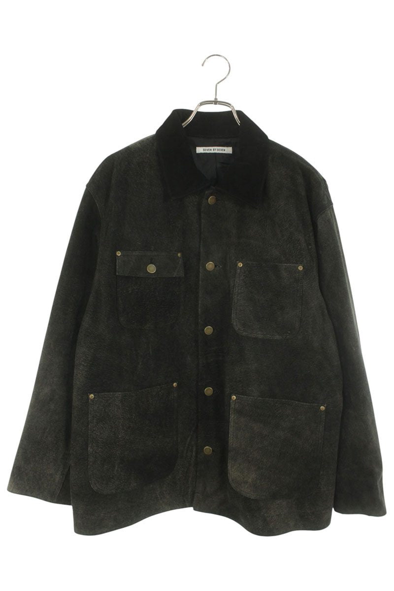 SEVEN BY SEVEN Goat Leather Michigan Work Coat Gray Size S