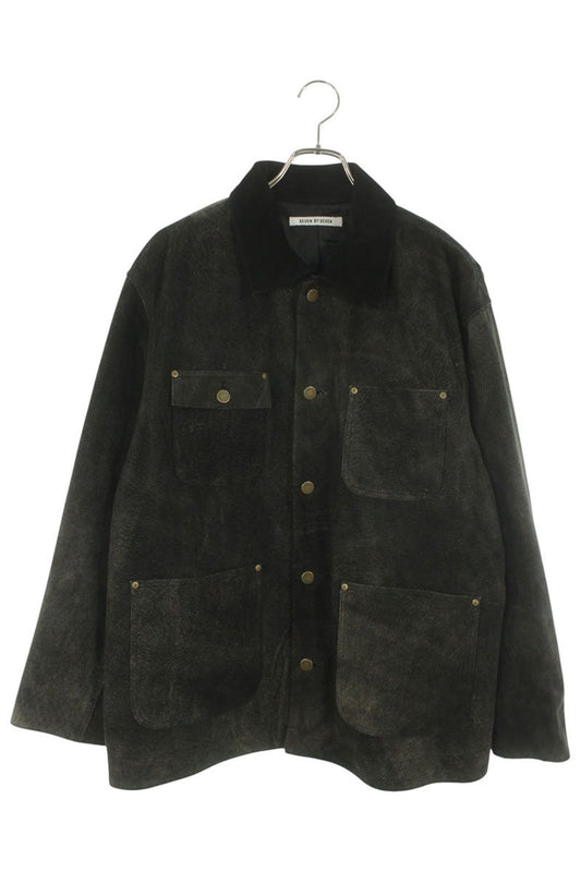 SEVEN BY SEVEN Goat Leather Michigan Work Coat Gray Size S